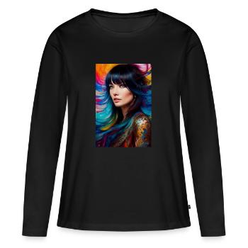 Beauté colorée 14 - T-shirt manches longues Premium bio Femme - noir - Devant - Julia (174cm)