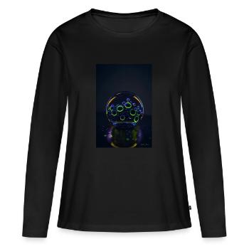 Bulles dans une bulle néon 1 - T-shirt manches longues Premium bio Femme - noir - Devant - Julia (174cm)