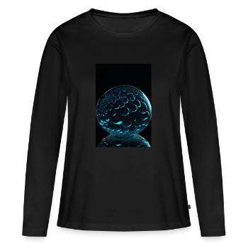 Bulles dans une bulle cyan 2 - T-shirt manches longues Premium bio Femme - noir - Devant - Julia (174cm)