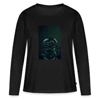 Bulles dans une bulle verte 1 - T-shirt manches longues Premium bio Femme - noir - Devant - Julia (174cm)