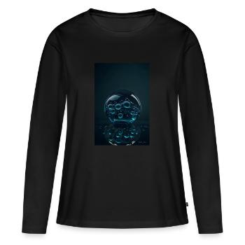 Bulles dans une bulle cyan 1 - T-shirt manches longues Premium bio Femme - noir - Devant - Julia (174cm)