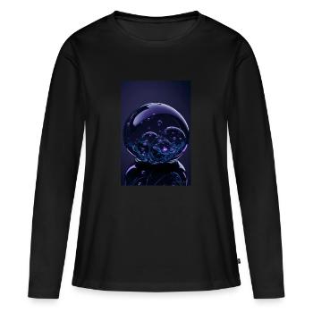 Bulles dans une bulle violette 2 - T-shirt manches longues Premium bio Femme - noir - Devant - Julia (174cm)