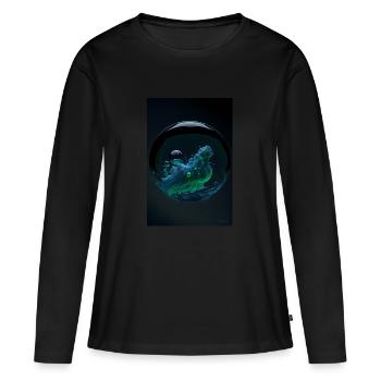 Wolken in einer Blase grün 2 - Frauen Premium Bio Langarmshirt - Schwarz - Vorne - Julia (174cm)