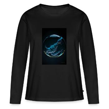 Kaos in einer Blase cyan 2 - Frauen Premium Bio Langarmshirt - Schwarz - Vorne - Julia (174cm)