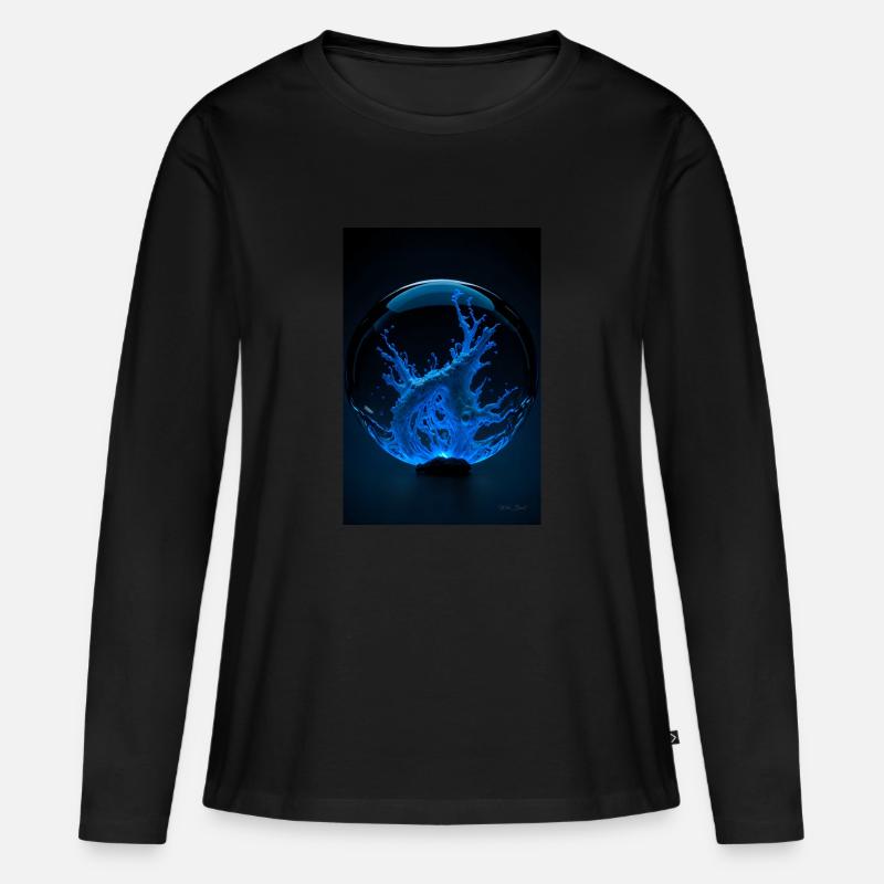 Kaos in einer Blase blau 4 - Frauen Premium Bio Langarmshirt - Schwarz