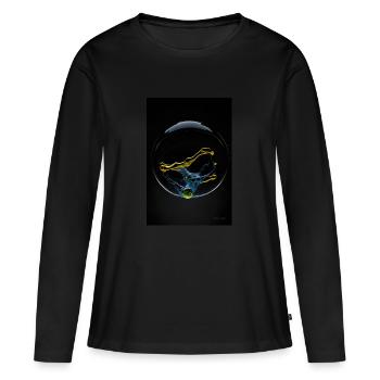 Kaos in einer Blase gelb 1 - Frauen Premium Bio Langarmshirt - Schwarz - Vorne - Julia (174cm)