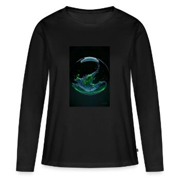 Kaos in einer Blase grün3 - Frauen Premium Bio Langarmshirt - Schwarz - Vorne - Julia (174cm)