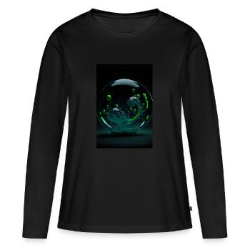 Kaos in einer Blase grün 4 - Frauen Premium Bio Langarmshirt - Schwarz - Vorne - Julia (174cm)
