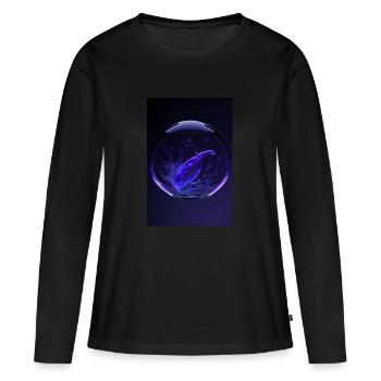 Kaos in einer Blase lila 2 - Frauen Premium Bio Langarmshirt - Schwarz - Vorne - Julia (174cm)