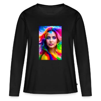Néon Beauté 5 - T-shirt manches longues Premium bio Femme - noir - Devant - Julia (174cm)