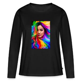 Néon Beauté 6 - T-shirt manches longues Premium bio Femme - noir - Devant - Julia (174cm)
