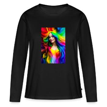 Néon Beauté 8 - T-shirt manches longues Premium bio Femme - noir - Devant - Julia (174cm)