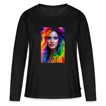 Néon Beauté 1 - T-shirt manches longues Premium bio Femme - noir - Devant - Julia (174cm)