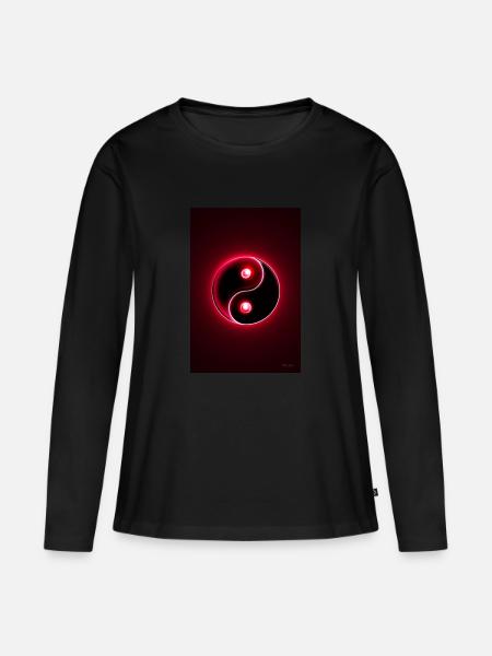 Yin Yang rot 2 - Frauen Premium Bio Langarmshirt - Schwarz