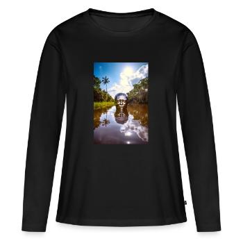 Amazone - T-shirt manches longues Premium bio Femme - noir - Devant - Julia (174cm)