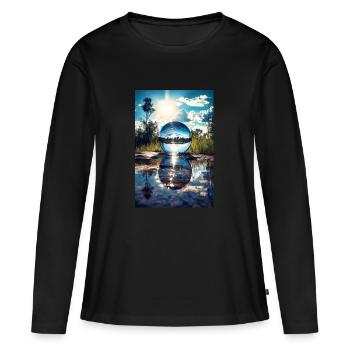 Réflexion - T-shirt manches longues Premium bio Femme - noir - Devant - Julia (174cm)