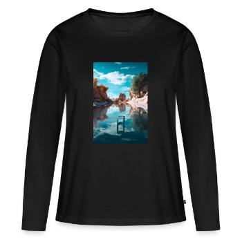 Géométrie - T-shirt manches longues Premium bio Femme - noir - Devant - Julia (174cm)