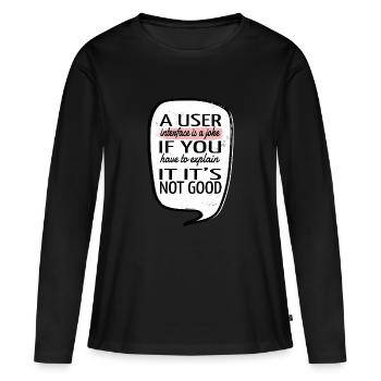 Geek Birthday Gift Idea Citation Drôle Crypter - T-shirt manches longues Premium bio Femme - noir - Devant - Julia (174cm)