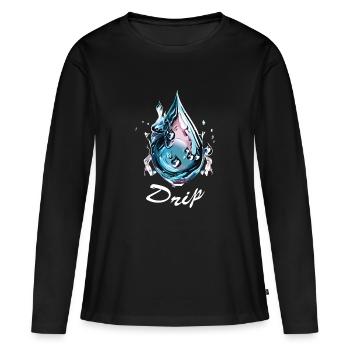 Goutte d’eau chromée - T-shirt manches longues Premium bio Femme - noir - Devant - Julia (174cm)