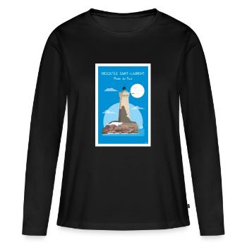 PHARE DU FOUR - T-shirt manches longues Premium bio Femme - noir - Devant - Julia (174cm)