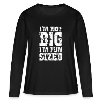 Je ne suis pas grand, je suis de taille amusante - T-shirt manches longues Premium bio Femme - noir - Devant - Julia (174cm)