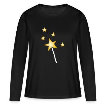 Baguette - T-shirt manches longues Premium bio Femme - noir - Devant - Julia (174cm)