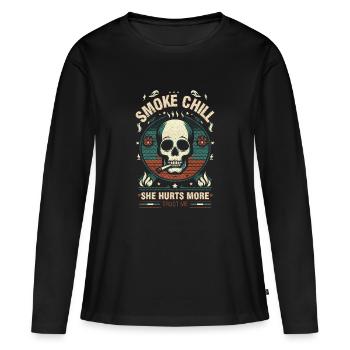 Smoke Chill Design Sagesse et style décontractés - T-shirt manches longues Premium bio Femme - noir - Devant - Julia (174cm)