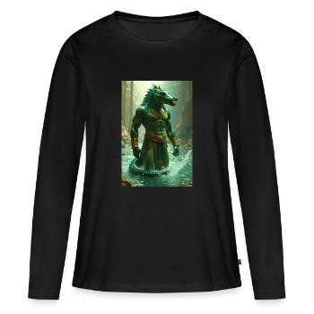 Sobek, godin à tête de crocodile dans le Nil - T-shirt manches longues Premium bio Femme - noir - Devant - Julia (174cm)