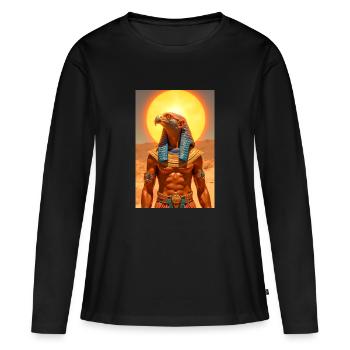 Ra, dieu du soleil à tête de faucon avec un soleil brillant - T-shirt manches longues Premium bio Femme - noir - Devant - Julia (174cm)