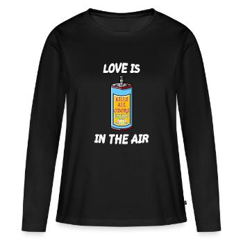 L’amour est dans l’air Sarcastique Single Anti Love - T-shirt manches longues Premium bio Femme - noir - Devant - Julia (174cm)