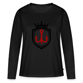 Bouclier d’hameçon - T-shirt manches longues Premium bio Femme - noir - Devant - Julia (174cm)