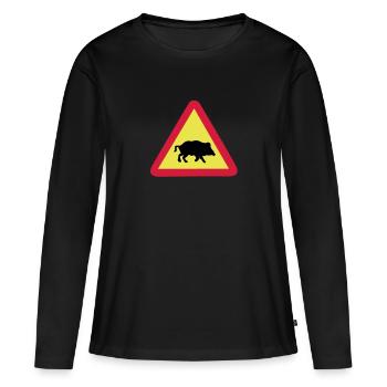 enseigne cochon - T-shirt manches longues Premium bio Femme - noir - Devant - Julia (174cm)