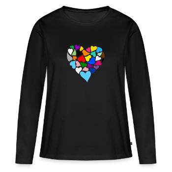 Cœur - T-shirt manches longues Premium bio Femme - noir - Devant - Julia (174cm)