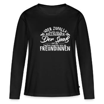 Der Zufall machte KOLLEGINNEN- Spaß machte FREUNDI - Frauen Premium Bio Langarmshirt - Schwarz - Vorne - Julia (174cm)