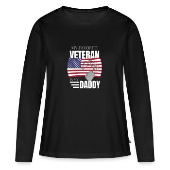 Mein Lieblingsveteran ist der My Daddy Veterans Day - Frauen Premium Bio Langarmshirt - Schwarz - Vorne - Julia (174cm)