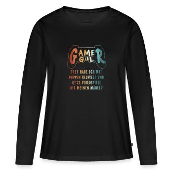 Gamer Girl Video Games With The Girls - Women's Premium Organic Long Sleeve Shirt - black - Front - Julia (174cm)