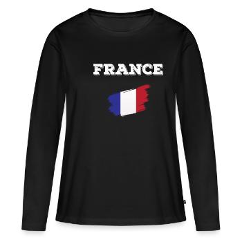 Français du drapeau Français de la France - T-shirt manches longues Premium bio Femme - noir - Devant - Julia (174cm)