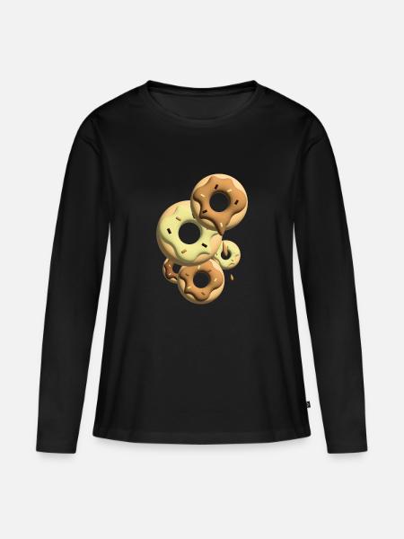 Fünf Leckere Donuts. - Frauen Premium Bio Langarmshirt - Schwarz