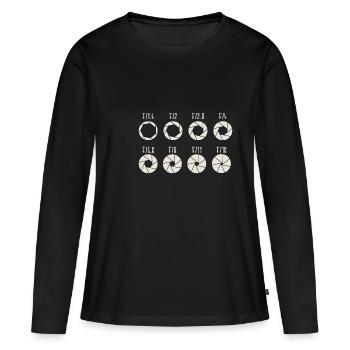 Blende Blendeneinstellung Spiegelreflex Geschenk - Frauen Premium Bio Langarmshirt - Schwarz - Vorne - Julia (174cm)