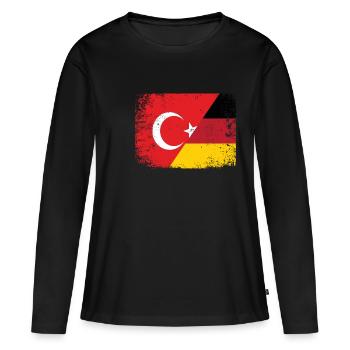 Turquie Allemagne Drapeau turc Türkiye Turk - T-shirt manches longues Premium bio Femme - noir - Devant - Julia (174cm)
