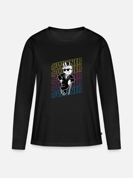 Monopoly Hashtag Winner Mit Lässigem Mr. Monopoly - Frauen Premium Bio Langarmshirt - Schwarz