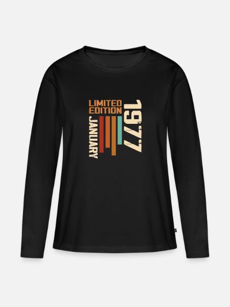 Januar 1977 - 1977 Januar Geburtstagsgeschenk - Frauen Premium Bio Langarmshirt - Schwarz