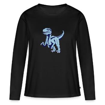 Dinosaure vélociraptor - T-shirt manches longues Premium bio Femme - noir - Devant - Julia (174cm)