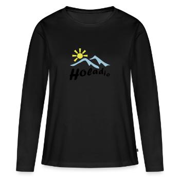 holadio - Frauen Premium Bio Langarmshirt - Schwarz - Vorne - Julia (174cm)