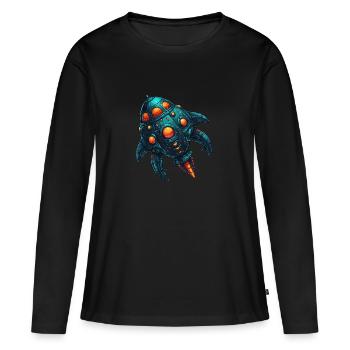 Vaisseau spatial coloré imaginatif fantaisiste - T-shirt manches longues Premium bio Femme - noir - Devant - Julia (174cm)