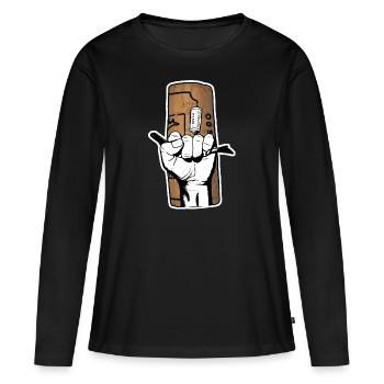 Main au tire-bouchon - T-shirt manches longues Premium bio Femme - noir - Devant - Julia (174cm)
