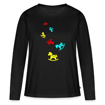 Icône de l’icône Shovel Horse - T-shirt manches longues Premium bio Femme - noir - Devant - Julia (174cm)