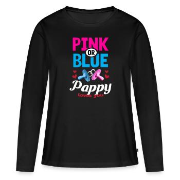 Pappy rose ou bleu vous aime Genre Révéler La fête - T-shirt manches longues Premium bio Femme - noir - Devant - Julia (174cm)