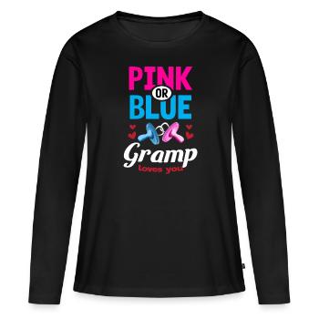Gramp rose ou bleu vous aime Genre Révéler La fête - T-shirt manches longues Premium bio Femme - noir - Devant - Julia (174cm)