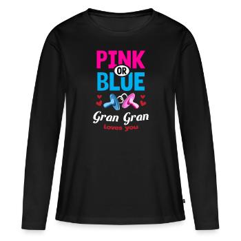 Rose ou bleu Gran Gran vous aime Genre Révéler - T-shirt manches longues Premium bio Femme - noir - Devant - Julia (174cm)
